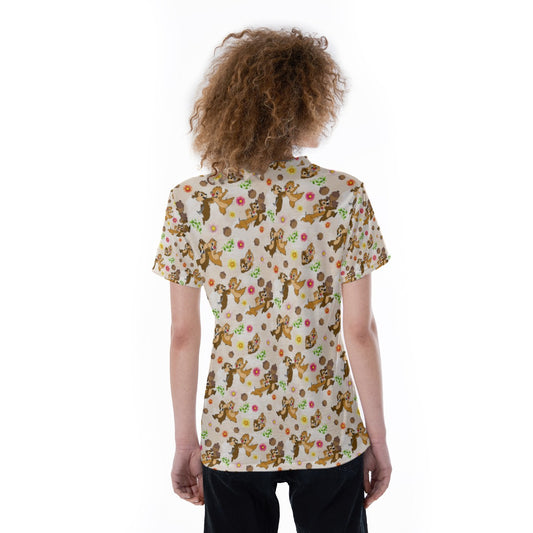 Cheeky Chipmunk Duo - Women's Short Sleeve V-Neck T-Shirt