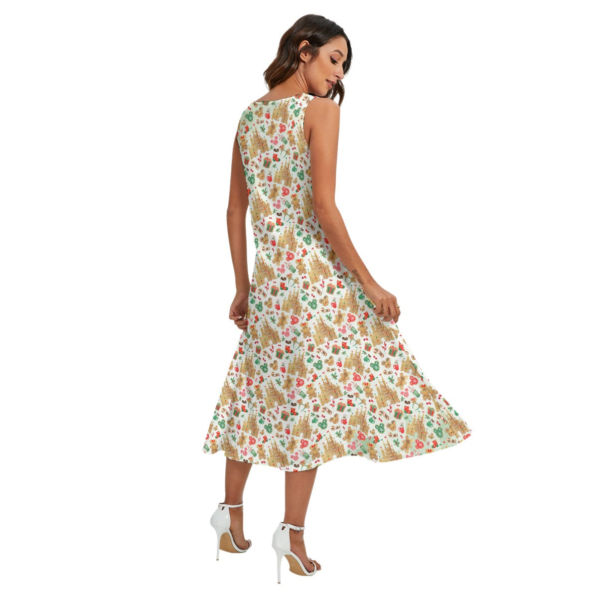 Gingerbread Castle Holiday Treats - Women’s Diagonal Pocket Midi Dress