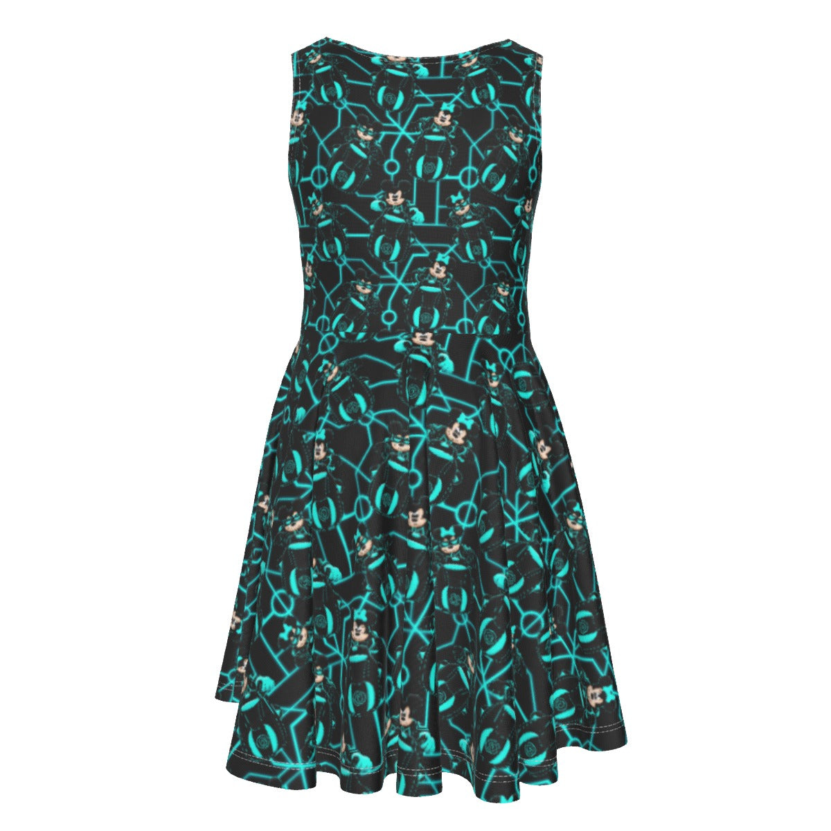 Electric Neon Grid Adventure - Kid's Sleeveless Skater Dress
