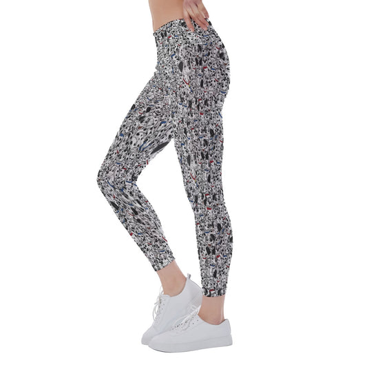 Sketchy Spotted Puppies - Women's Yoga Leggings