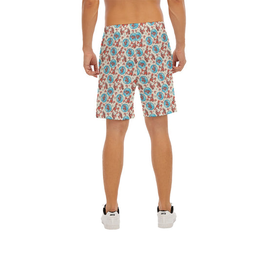 Joyful Crab by the Sea - Men’s Pocket Beach Shorts