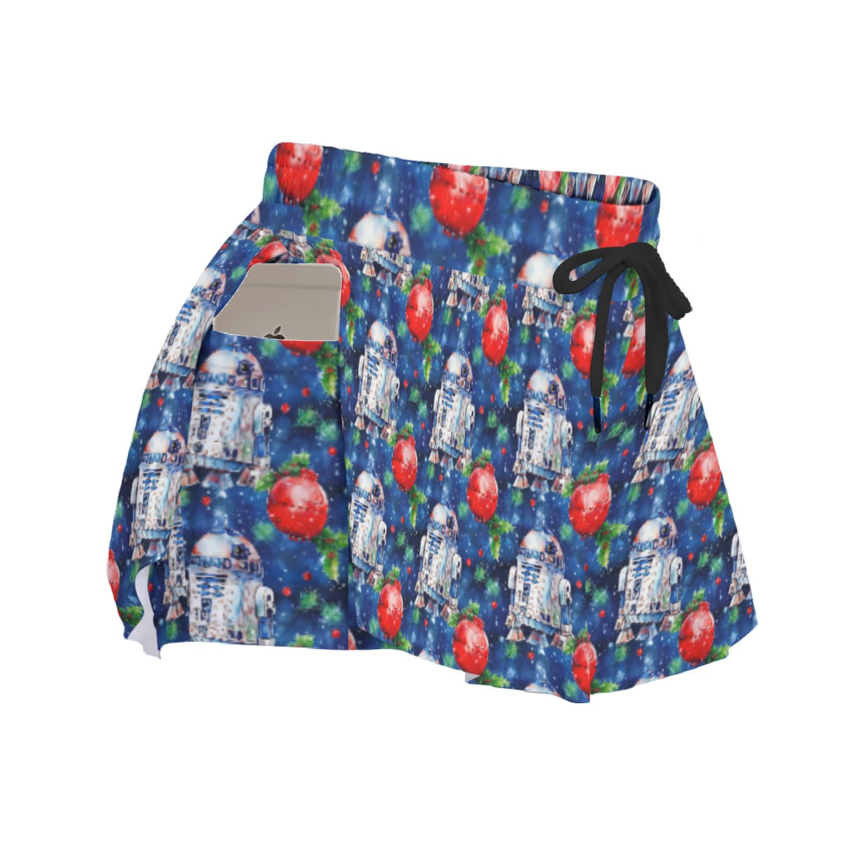 Little Blue Christmas Droid - Women's Flowy Pocket Shorts
