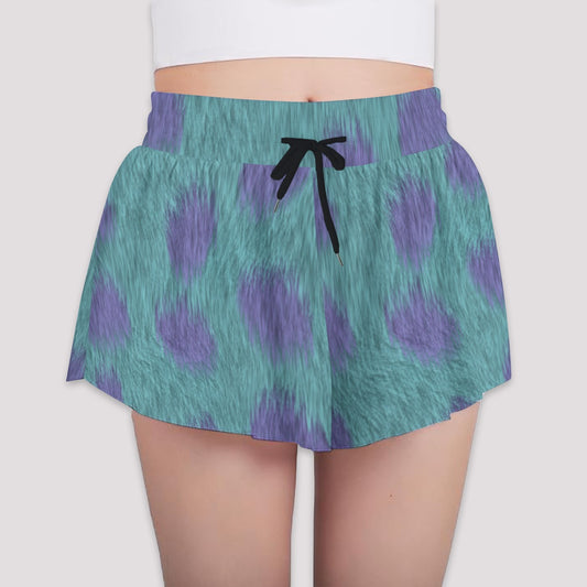 Turquoise Monster Spots - Girls’ Flowy Pocket Shorts