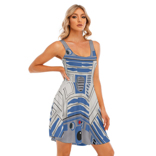 Little Blue Droid - Women's Sleeveless Pocket Skater Dress