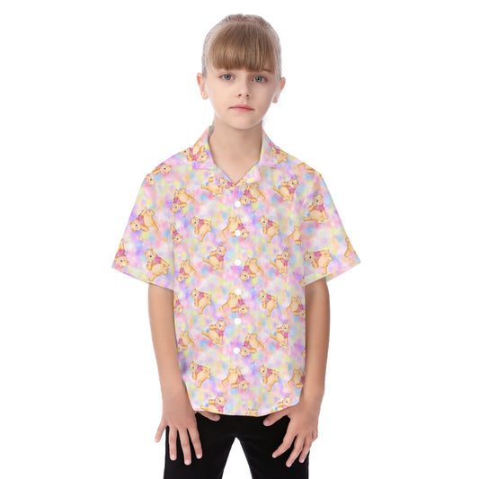 Watercolor Honey Bear - Kid's Hawaiian Button Up Shirt