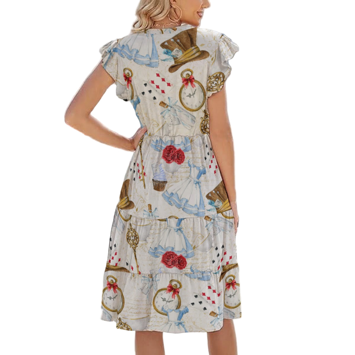 Curious Wonderland Icons - Women's Tiered Pocket Midi Dress