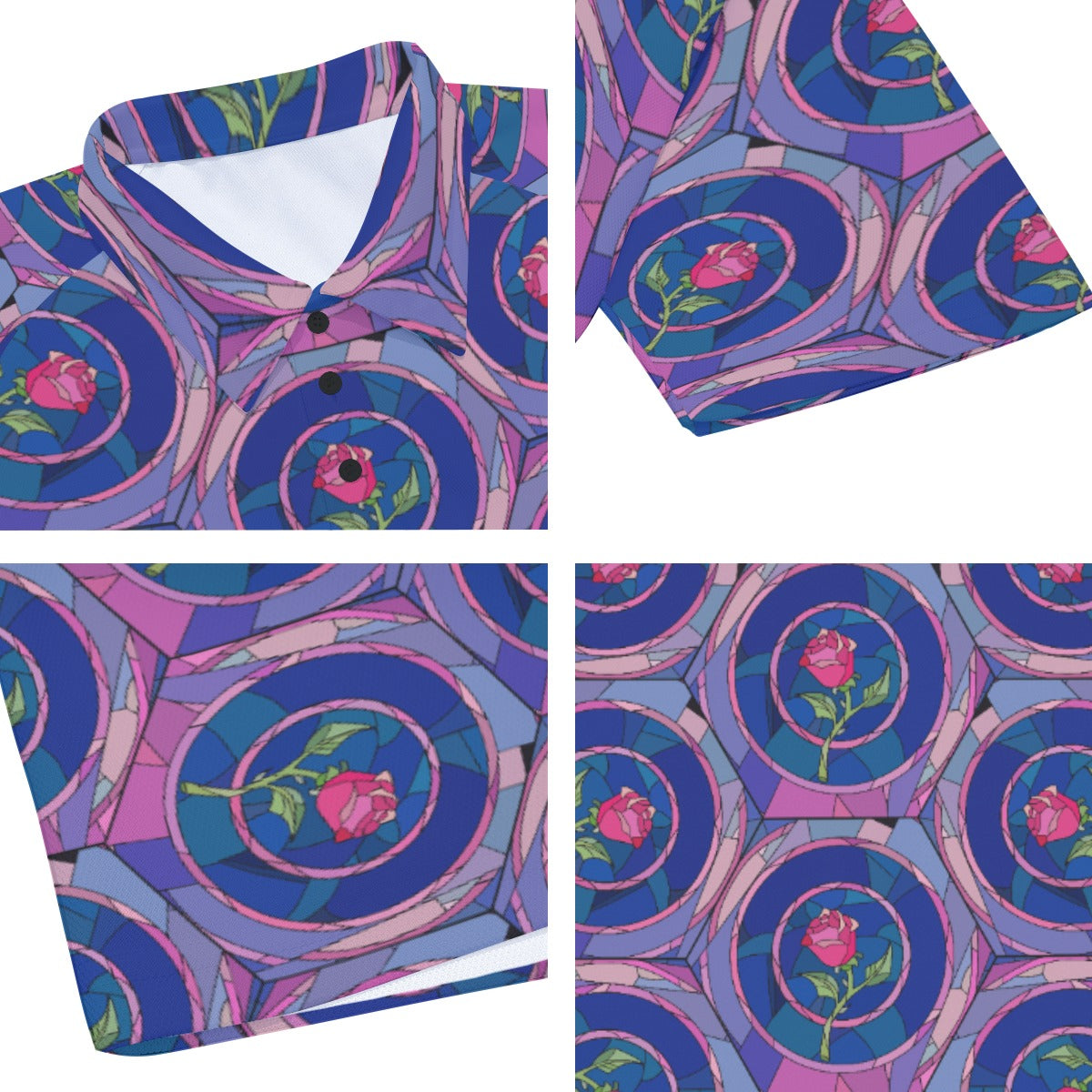 Enchanted Rose Stained Glass - Men's Polo Shirt