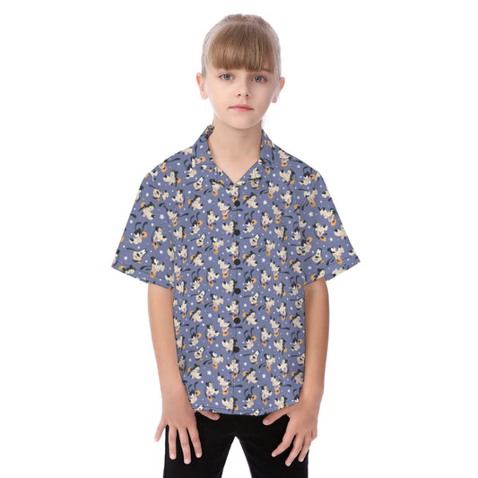 Funny Silly Dog - Kid's Hawaiian Button Up Shirt