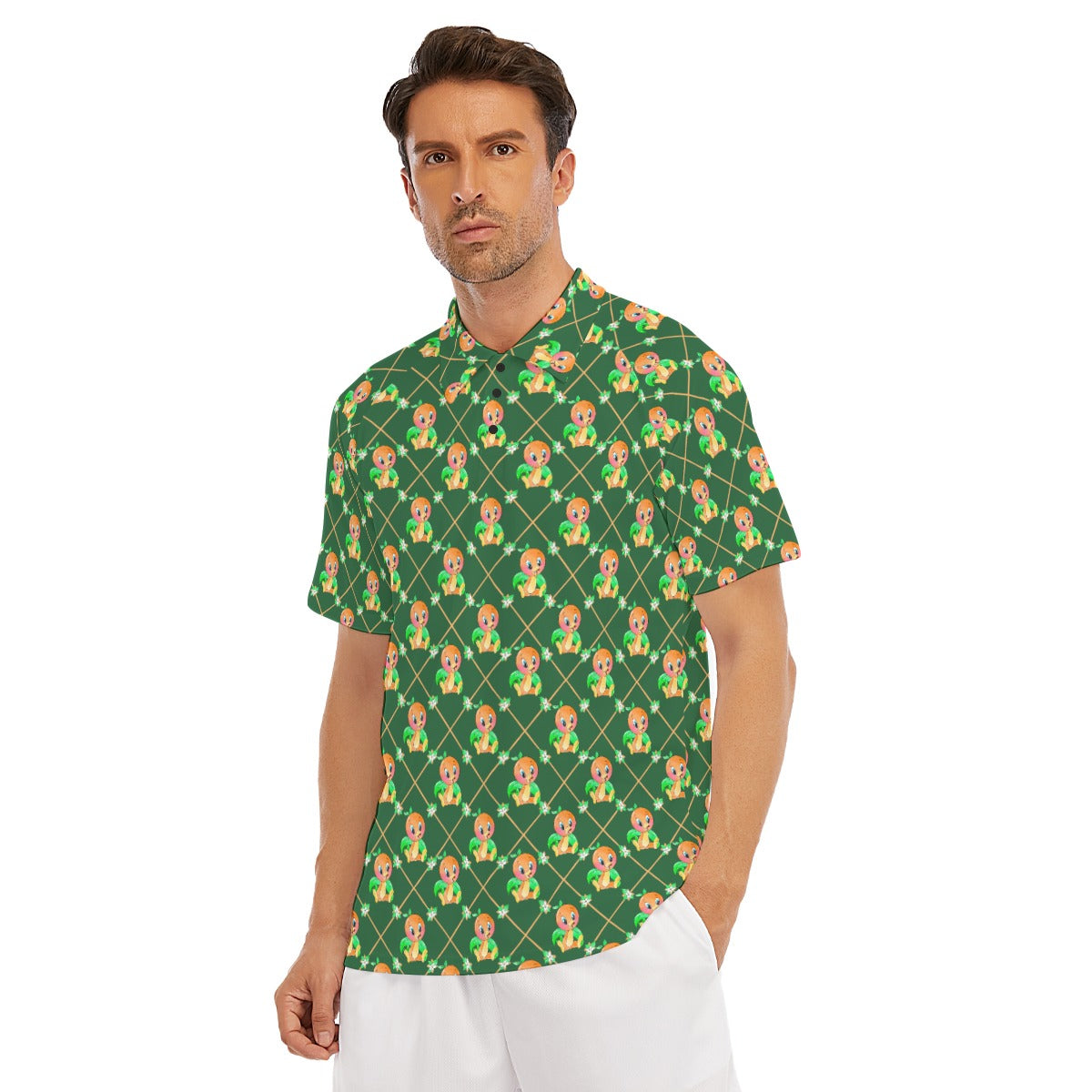 Geometric Citrus Delight - Men's Polo Shirt