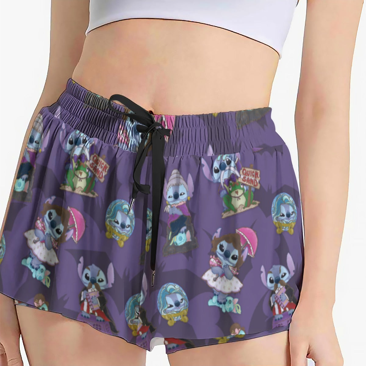 Haunted Alien Portraits - Women's Flowy Pocket Shorts