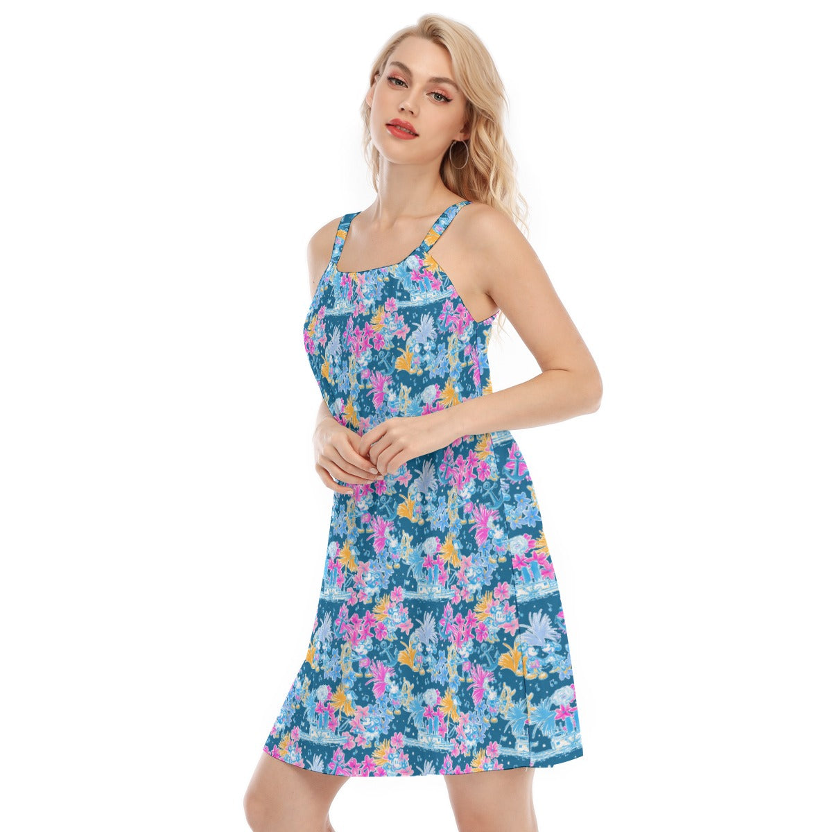 Bright Tropical Whimsy - Vintage Steamboat Captain - Women’s Adjustable Sundress