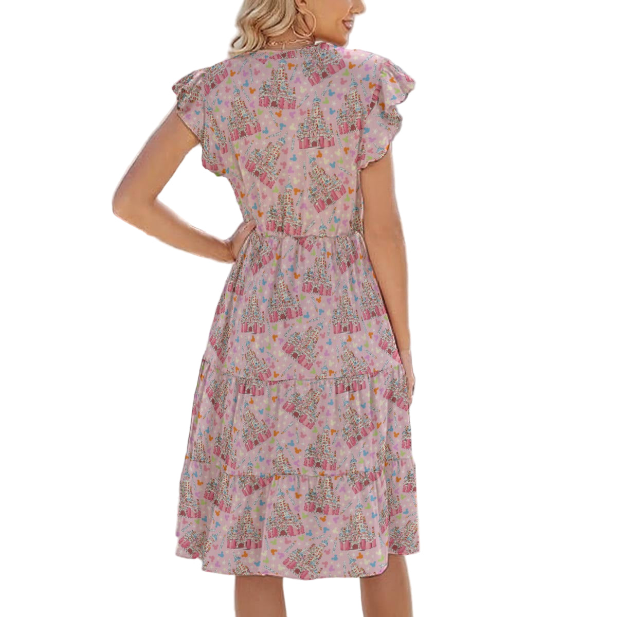 25th Birthday Cake Castle - Women's Tiered Pocket Midi Dress