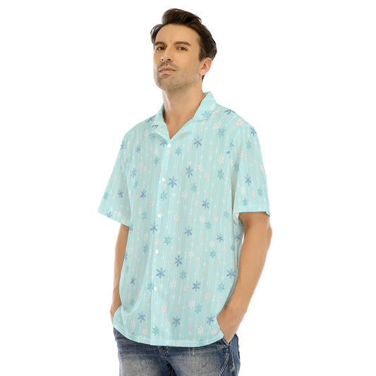 Ice Queen Snowflake Pattern - Men's Hawaiian Button Up Shirt