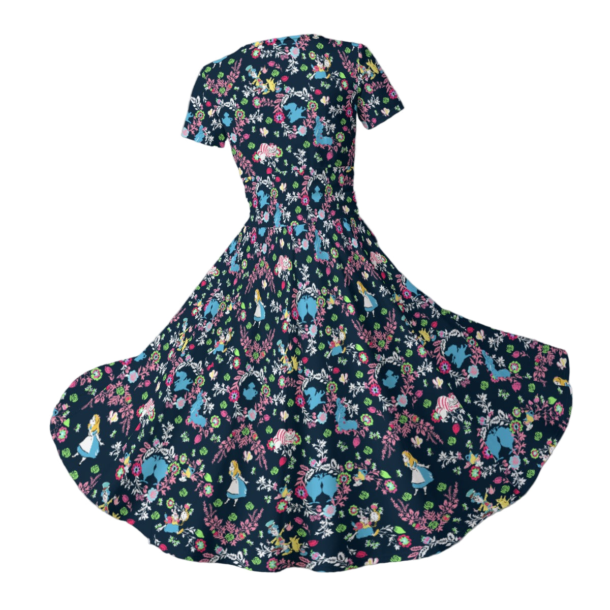 Garden Whimsy - Wonderland Dreams - Women's V-Neck Ruched Midi Dress