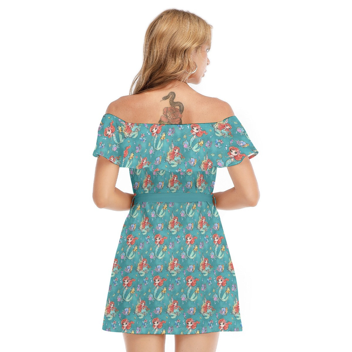 Whimsical Ocean Princess - Women's Off-shoulder Ruffle Dress