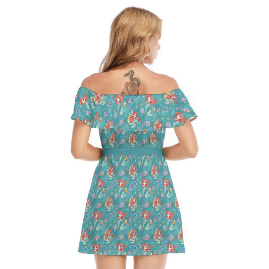 Whimsical Ocean Princess - Women's Off-shoulder Ruffle Dress