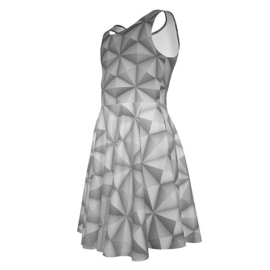 Geometric Spaceship Sphere - Kid's Sleeveless Skater Dress