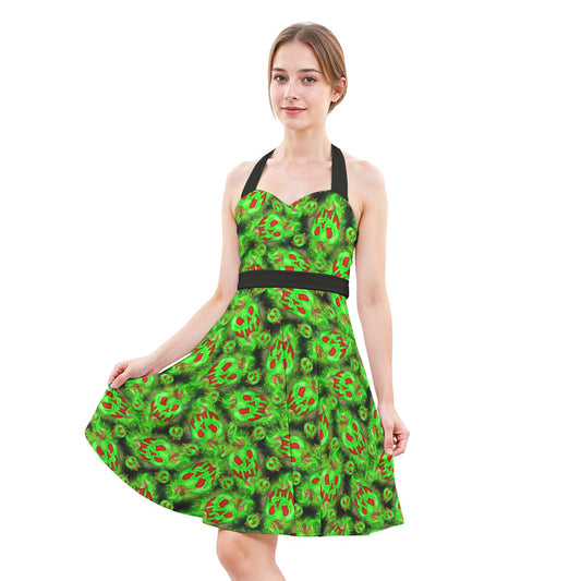 Just One Bite - Women's Halter Vintage Pocket Dress