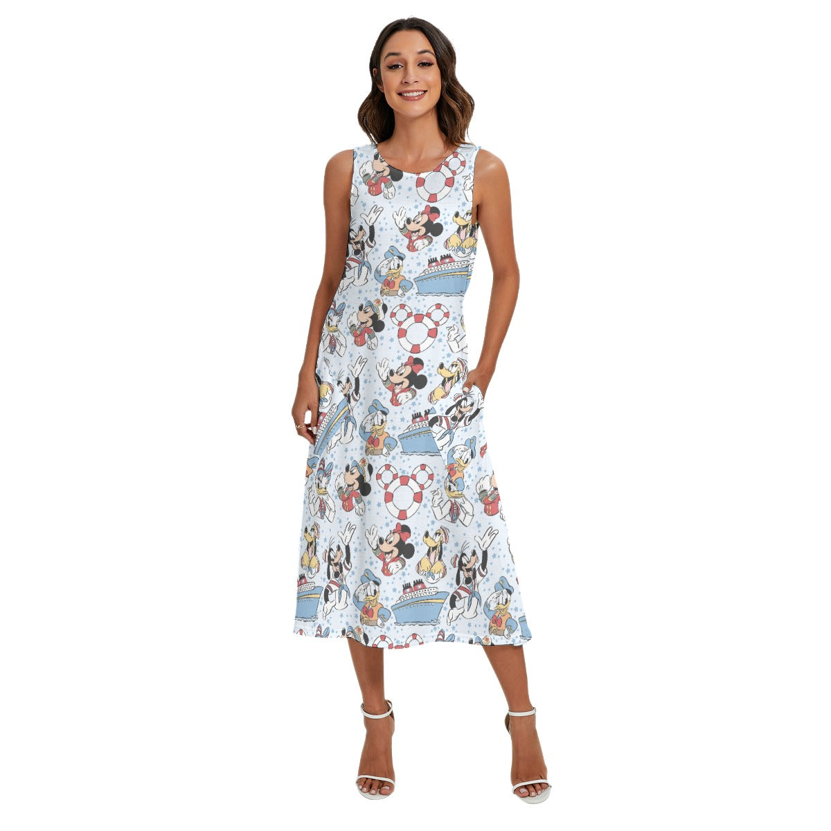 Sailor Cruise Stars - Women’s Diagonal Pocket Midi Dress