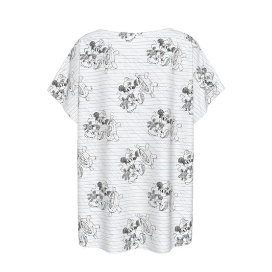 Sketch of Steamboat Mouse - Women’s Relaxed Fit Scoop Tee