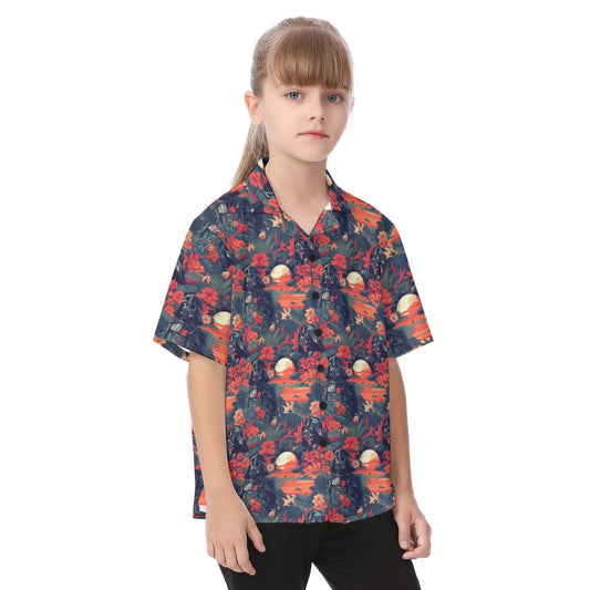 Tropical Dark Side Escape - Kid's Hawaiian Button Up Shirt