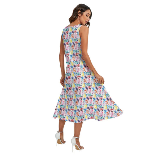 Floral Emotions - Women’s Diagonal Pocket Midi Dress