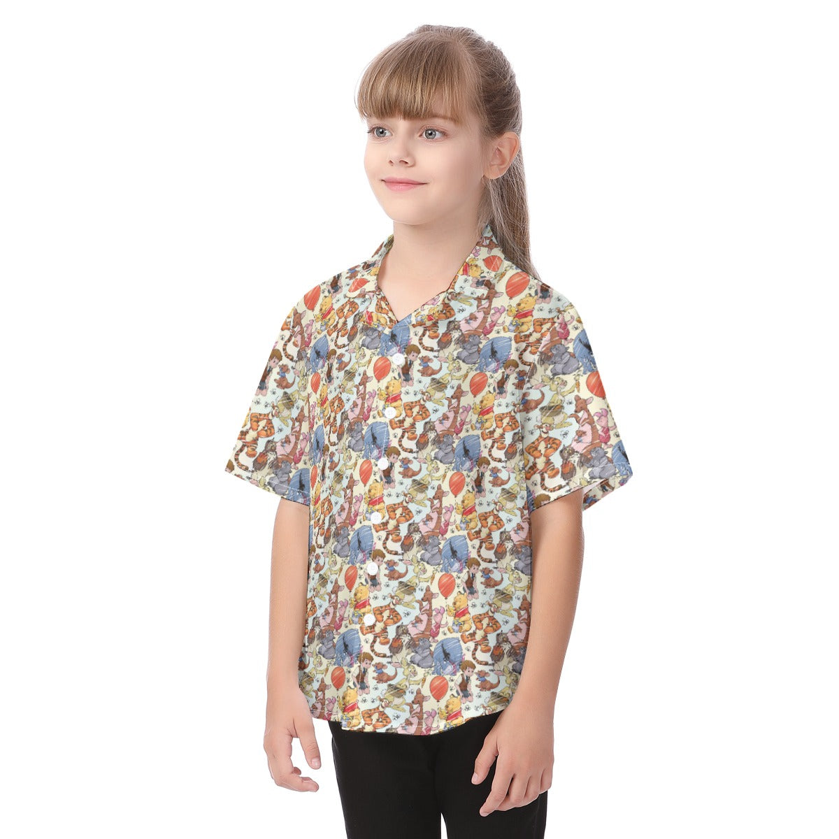 Woodland Friends Sketchched - Kid's Hawaiian Button Up Shirt
