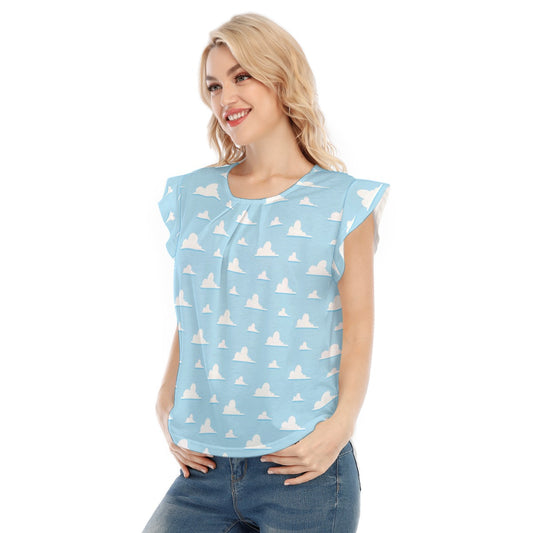 Andy’s Room Clouds - Women’s Flutter Sleeve Top