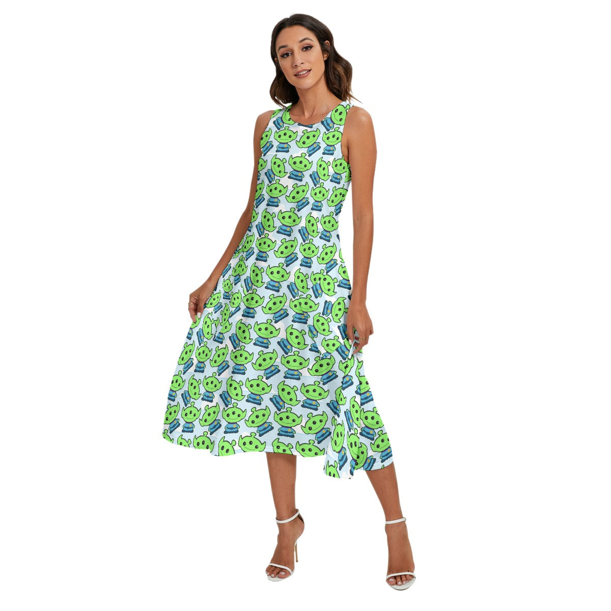 Little Green Space Aliens - Women’s Diagonal Pocket Midi Dress