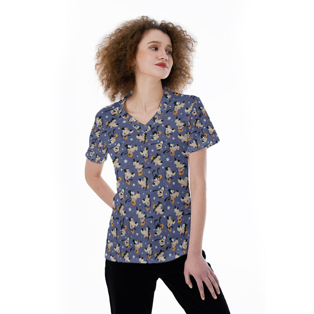 Funny Silly Dog - Women's Short Sleeve V-Neck T-Shirt