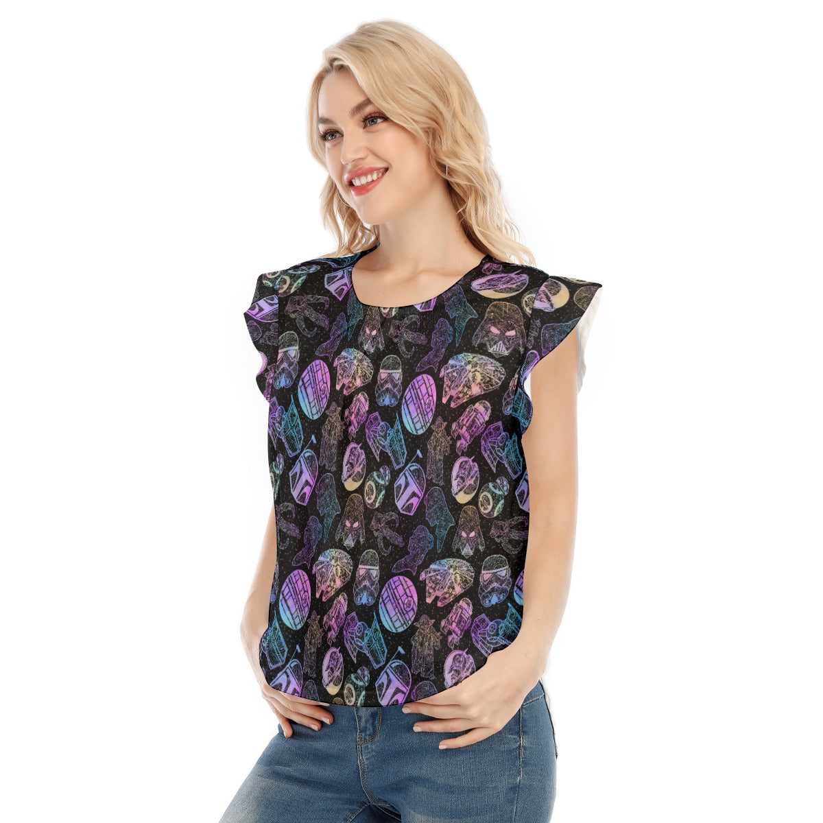 Watercolor Galactic Mandalas - Women’s Flutter Sleeve Top