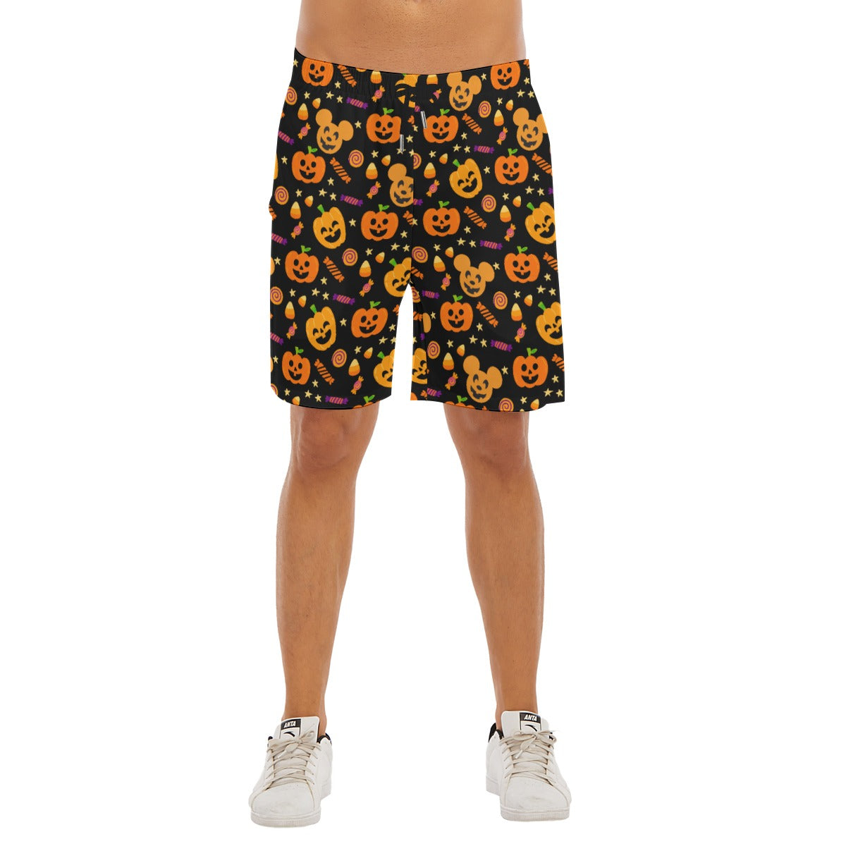 Cheerful Pumpkin Mouse Halloween - Men’s Pocket Beach Shorts