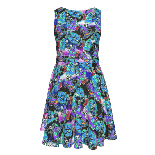 Haunting Romance Sketchched - Kid's Sleeveless Skater Dress