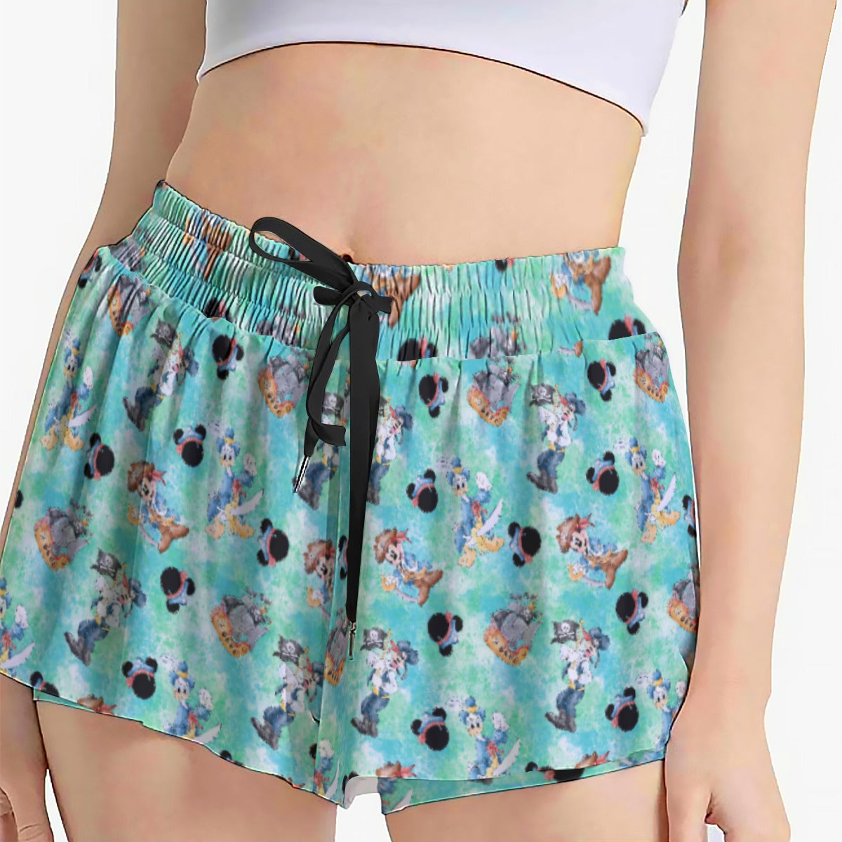 Pirate Crew Watercolor Adventure - Women's Flowy Pocket Shorts