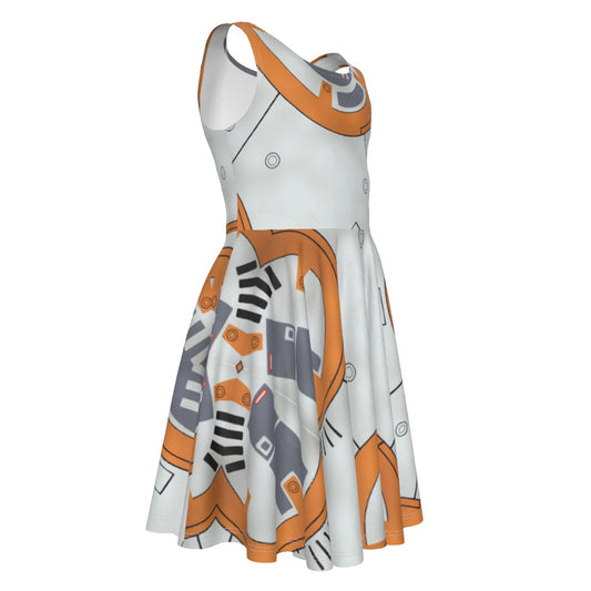 Little Round Droid - Kid's Sleeveless Skater Dress