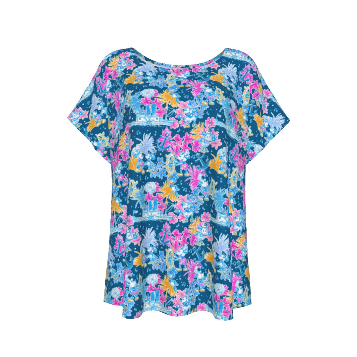 Bright Tropical Whimsy - Vintage Steamboat Captain - Women’s Relaxed Fit Scoop Tee
