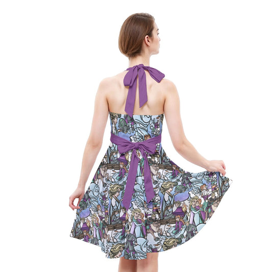 Enchanted Winter Journey - Women's Halter Vintage Pocket Dress