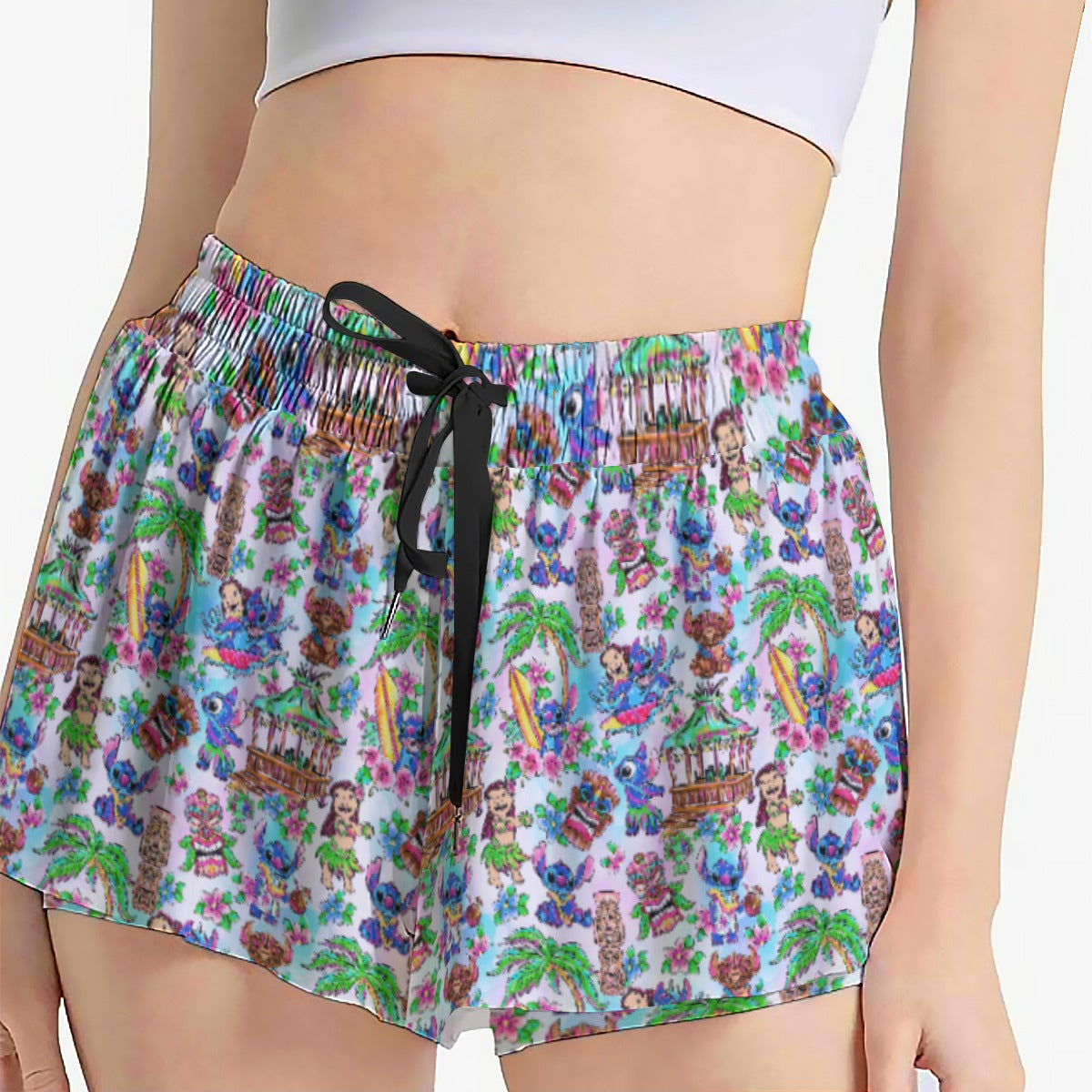 Bright Island Chaos Hand Drawn - Women's Flowy Pocket Shorts