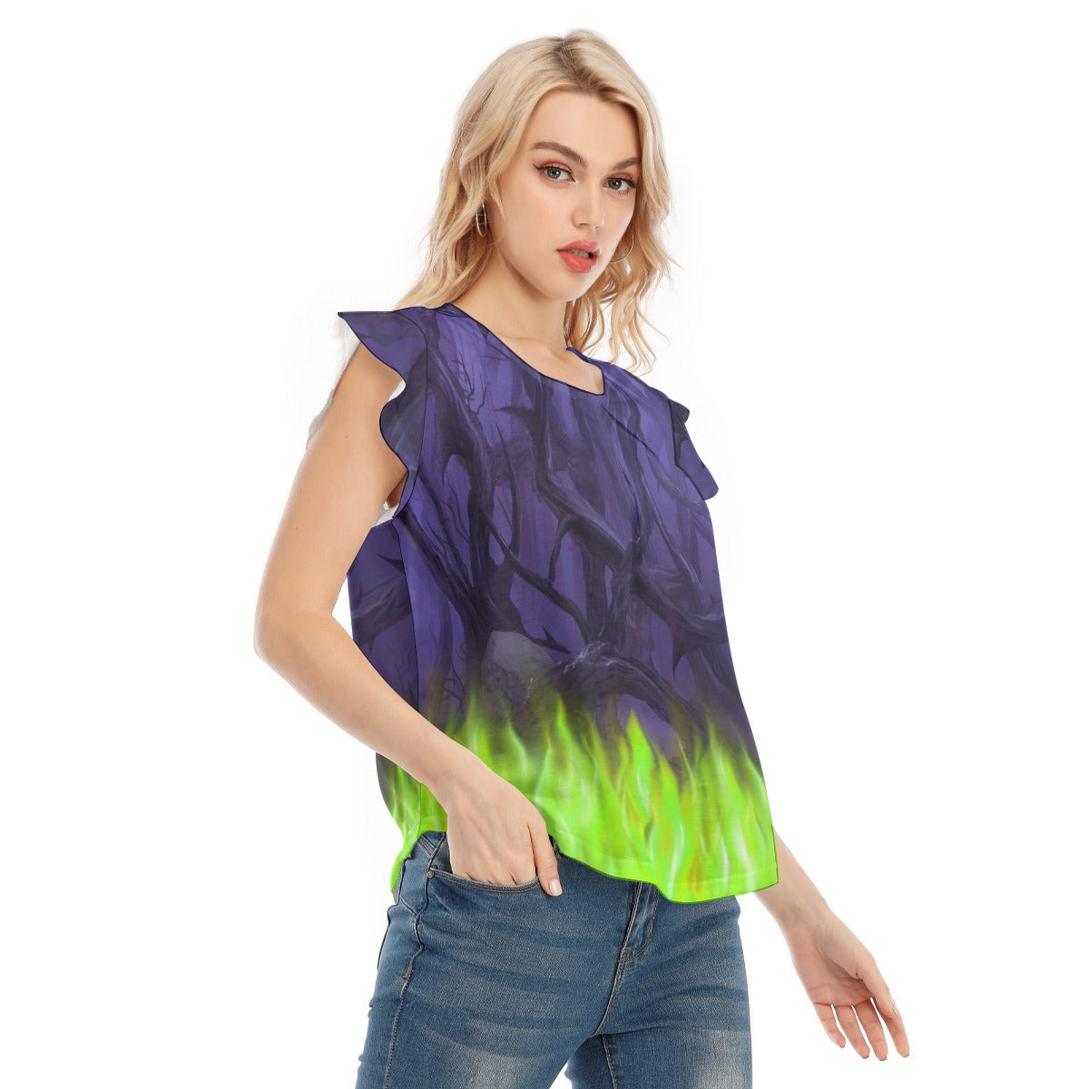 Enchanted Thorn Forest - Women’s Flutter Sleeve Top