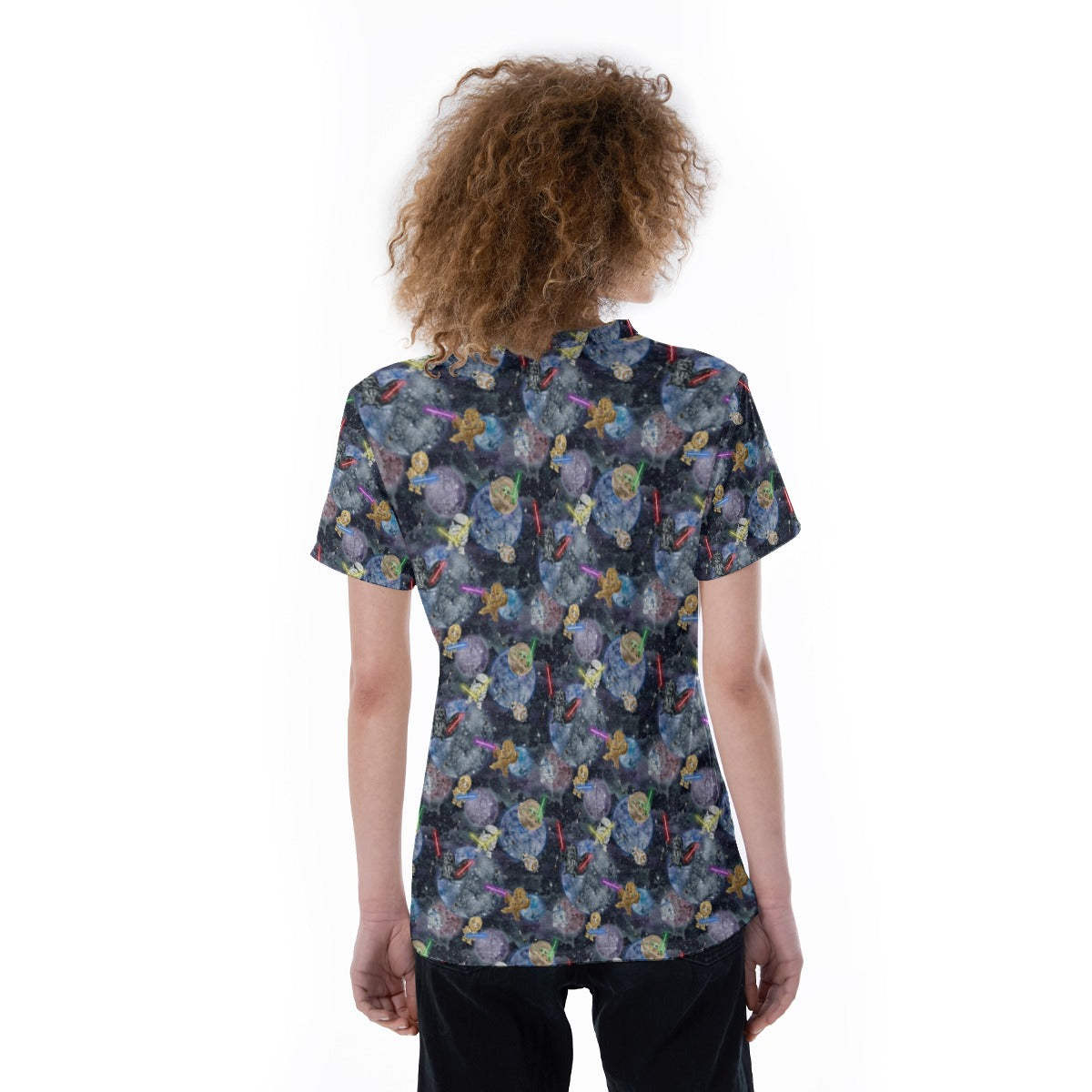 Watercolor Cosmic Battle - Women's Short Sleeve V-Neck T-Shirt