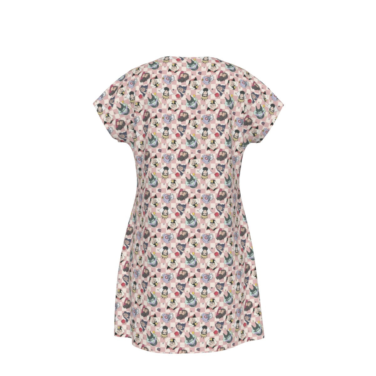 Pink Checkerboard Villains - Women's T-Shirt Dress
