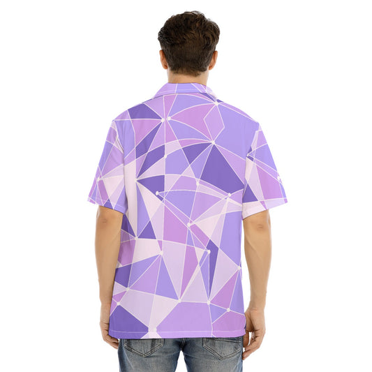 Geometric Purple Wall - Men's Hawaiian Button Up Shirt