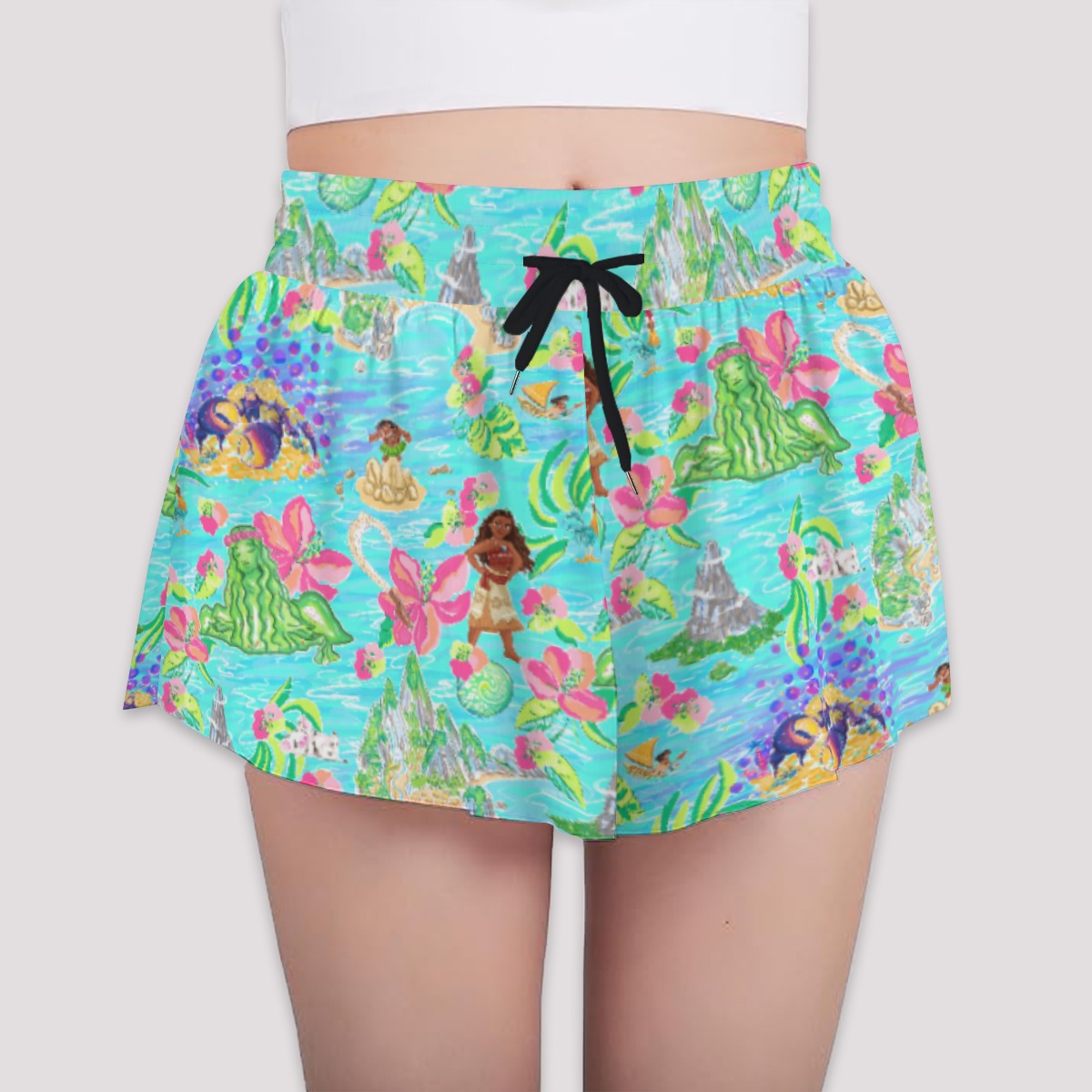 Tropical Island Paradise - Girls’ Flowy Pocket Shorts