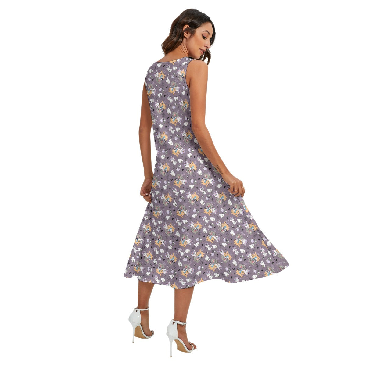 Spooky Fancy Felines - Women’s Diagonal Pocket Midi Dress