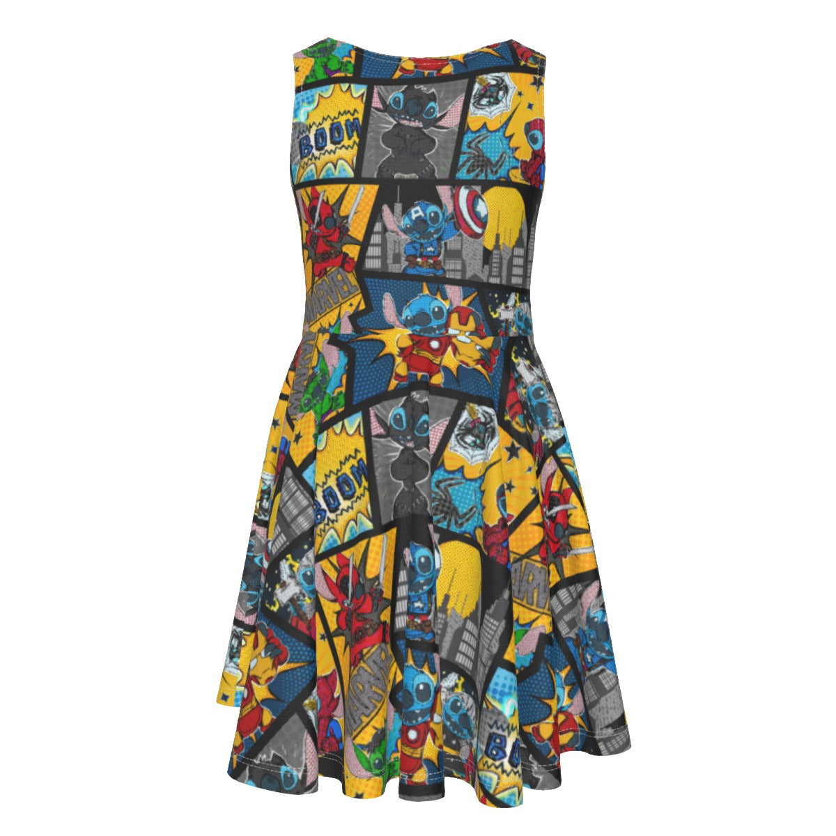 Superhero Stitch - Comic Action - Kid's Sleeveless Skater Dress