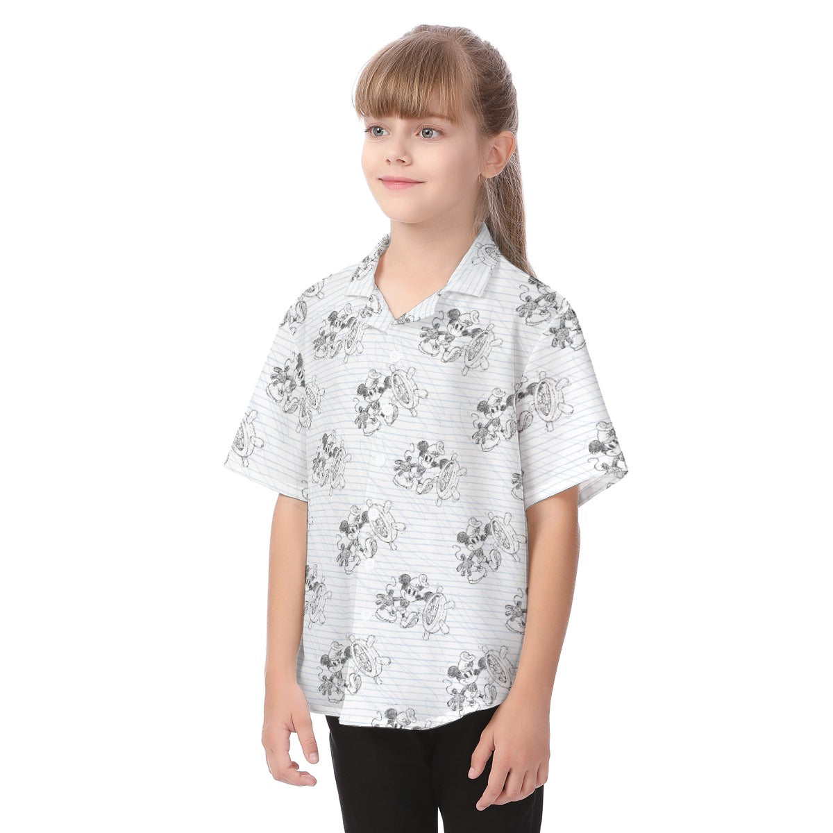 Sketch of Steamboat Mouse - Kid's Hawaiian Button Up Shirt