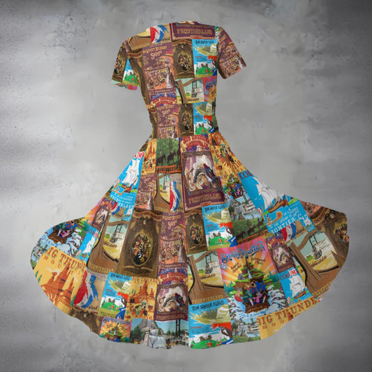 Vintage Frontier Ride Posters - Women's V-Neck Ruched Midi Dress