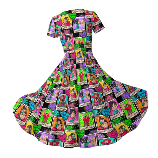 You're My Hero - Women's V-Neck Ruched Midi Dress