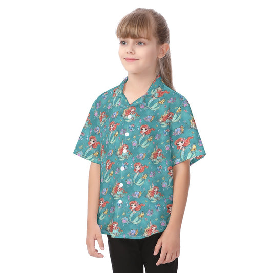 Whimsical Ocean Princess - Kid's Hawaiian Button Up Shirt
