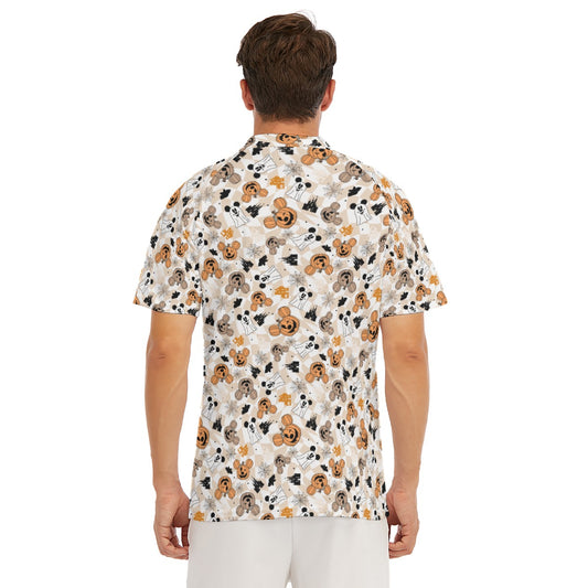 Checkered Halloween Ghosts & Pumpkins - Men's Polo Shirt